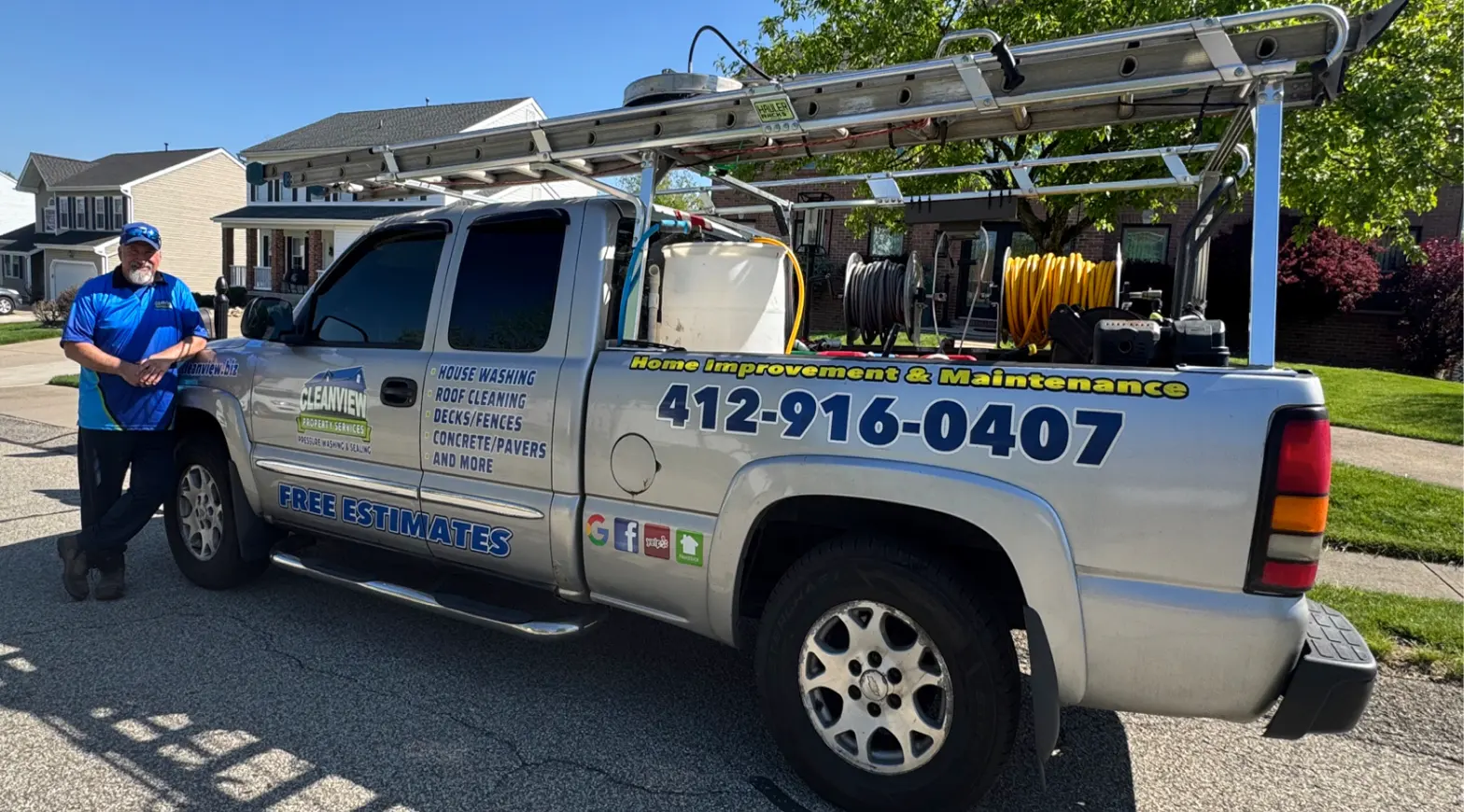 CleanView Property Services owner and work truck