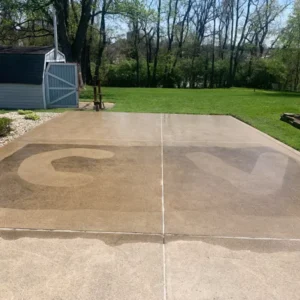 concrete driveway cleaning with CleanView initials