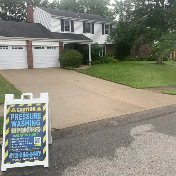 concrete driveway after power washing