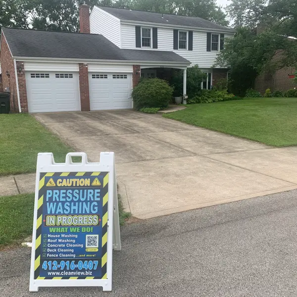 dirty driveway before pressure cleaning monroeville