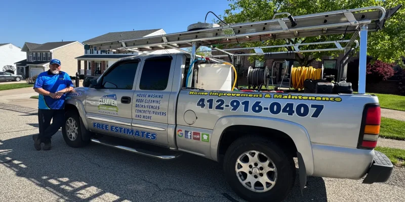 CleanView Property Services owner and work truck