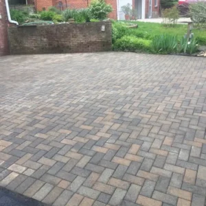 brick paver patio after pressure cleaning