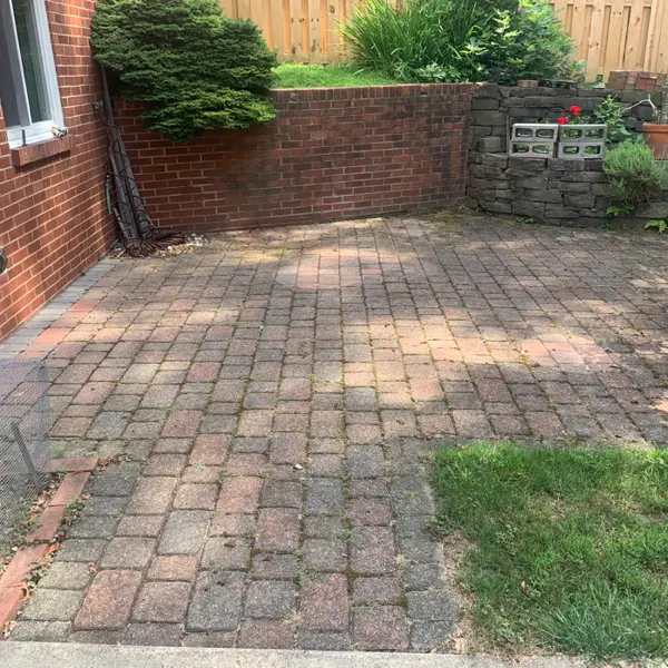 brick paver patio before cleaning monroeville angle 2