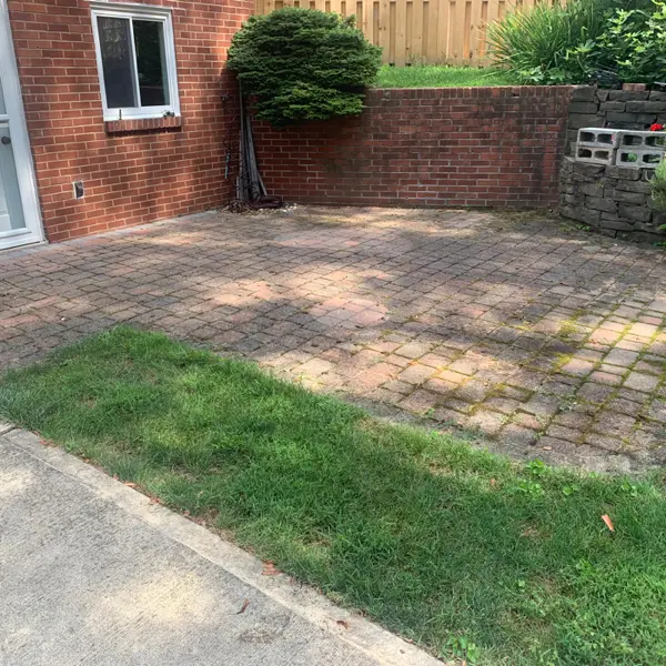brick paver patio before cleaning monroeville angle 3