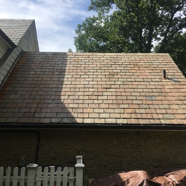 slate roof after cleaning fox chapel back
