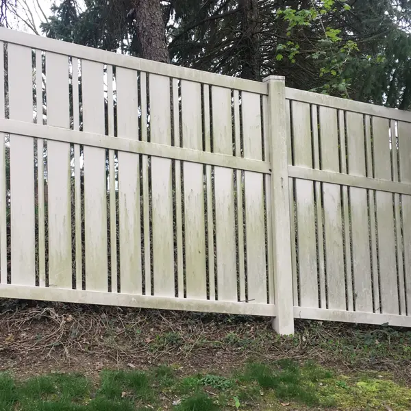 vinyl fence before cleaning