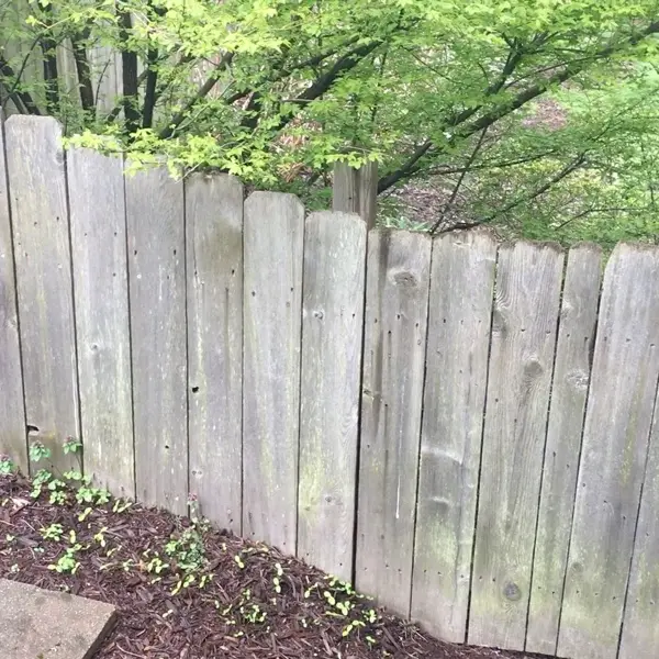 sun greyed wood fence before cleaning wilkins township